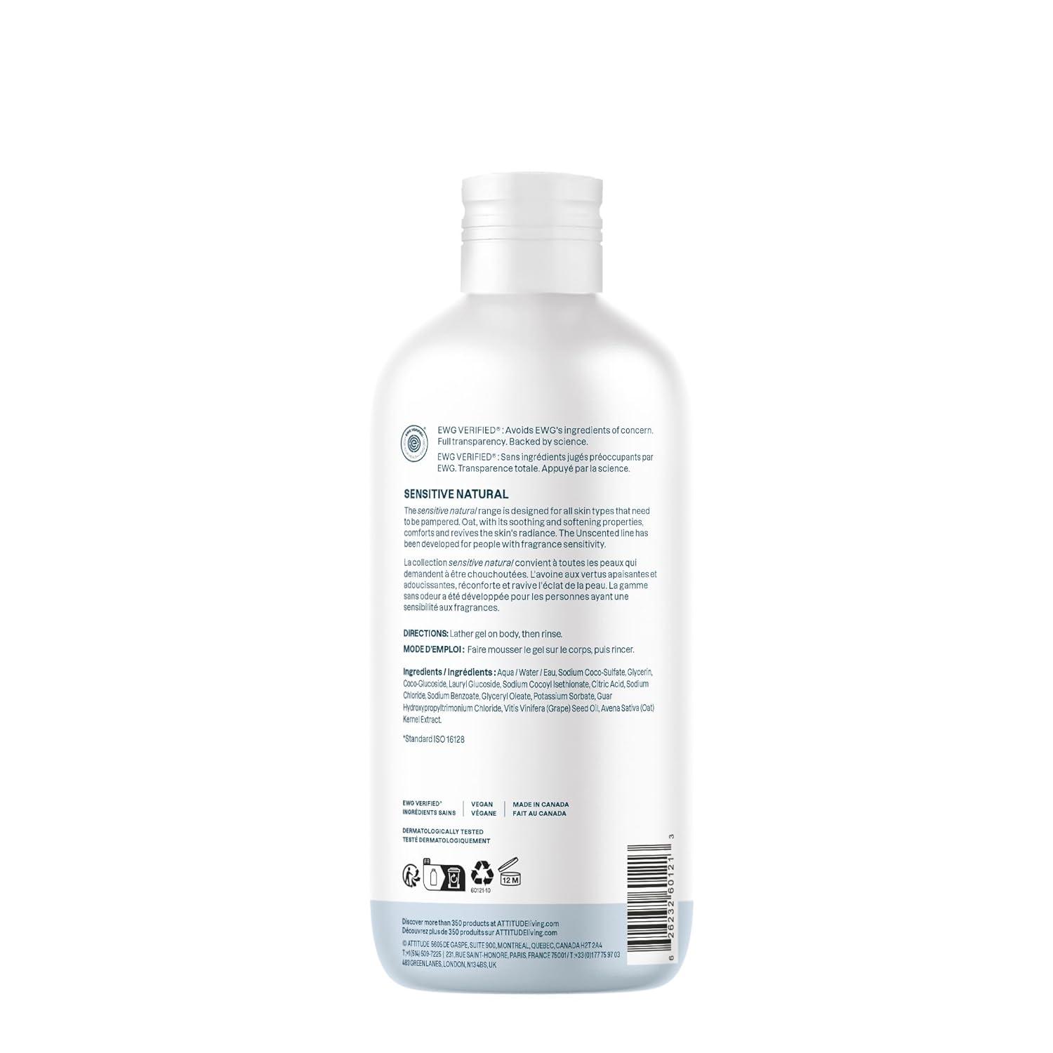 image:imageATTITUDE Body Wash for Sensitive Skin with Oat EWG Verified Dermatologically Tested Vegan Extra Gentle Unscented 16 Fl OzUnscented