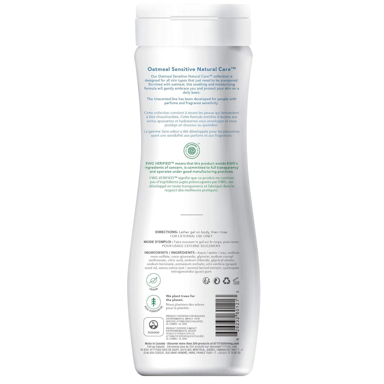 image:imageATTITUDE Body Wash for Sensitive Skin with Oat EWG Verified Dermatologically Tested Vegan Extra Gentle Unscented 16 Fl OzUnscented