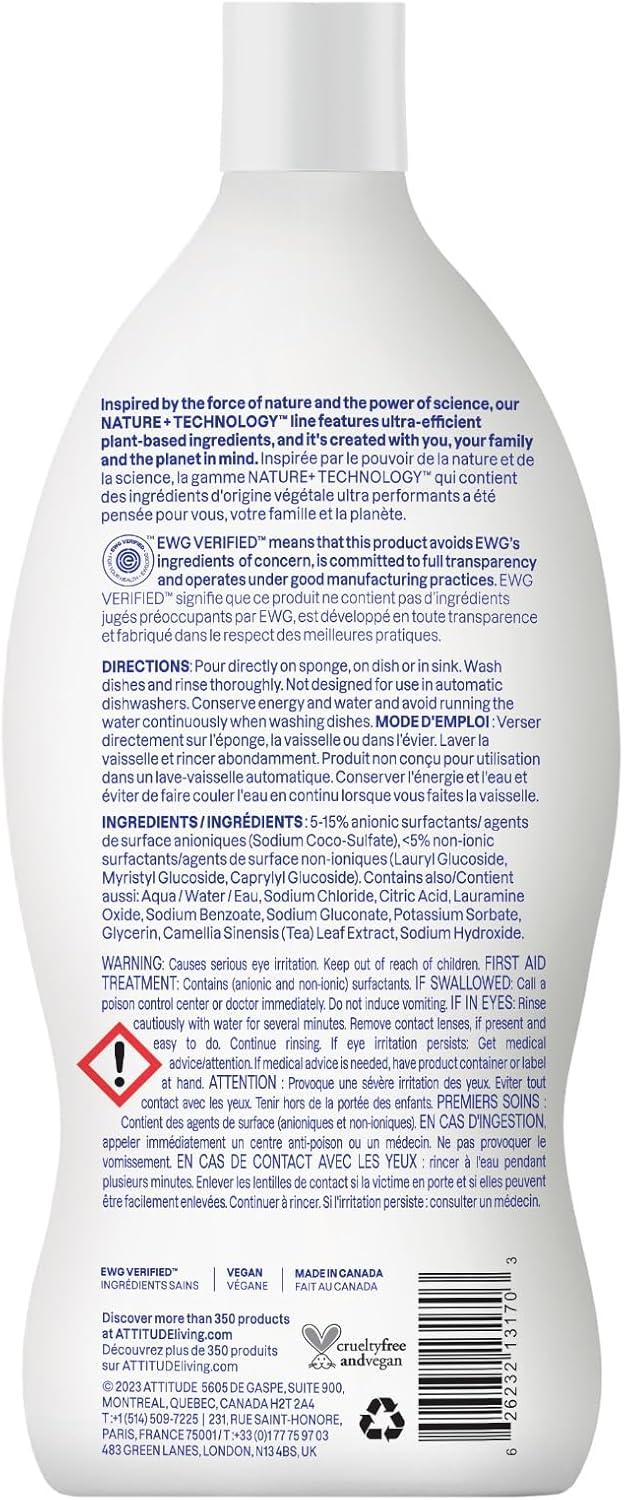 image:imageATTITUDE Dish Soap EWG Verified PlantBased amp Vegan Dishwashing Liquid Naturally Derived Unscented 237 Fl Oz