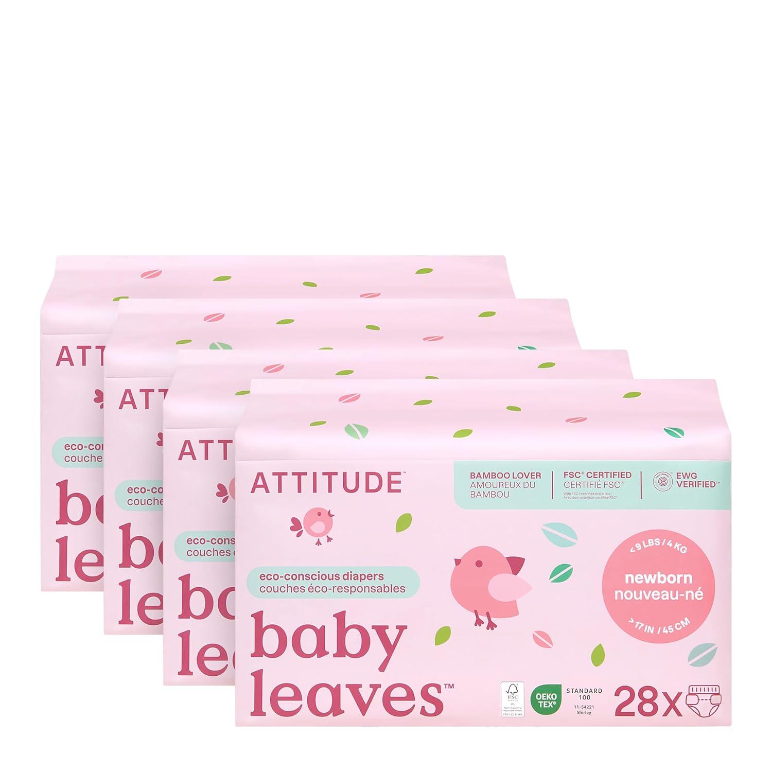 image:imageATTITUDE EcoConscious Disposable Diapers EWG Verified Size 4 2031 lbs Ultra Absorbent for Baby Vegan amp PlantBased 23 CountSize 1Newborn