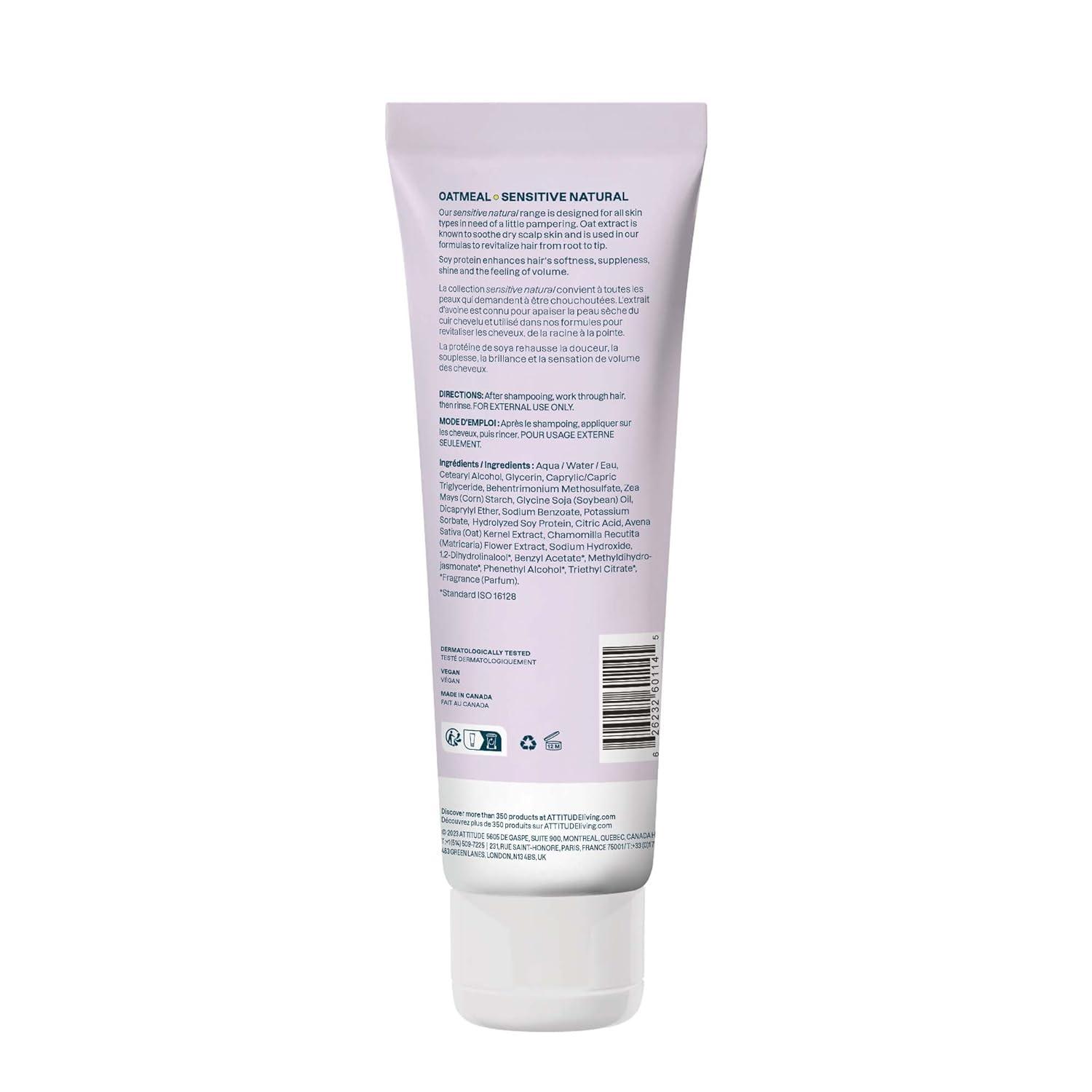 image:imageATTITUDE Extra Gentle Hair Conditioner for Sensitive Dry Scalp Soothing Oat Naturally Derived Ingredients Dermatologically Tested Vegan Detangler 8 Fl OzVolume Shine