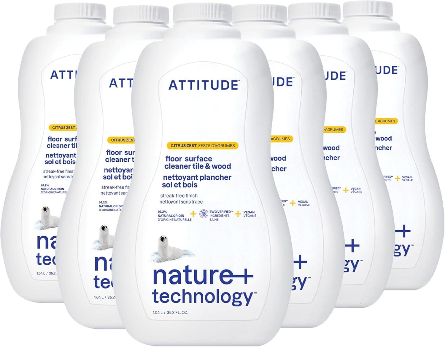 image:imageATTITUDE Floor Cleaner EWG Verified StreakFree Vegan amp PlantBased for Tile Wood amp Laminate Floors Citrus Zest Scent 352 Fl OzCitrus Zest