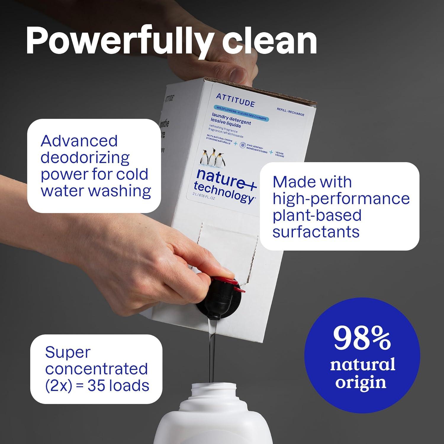 image:imageATTITUDE Liquid Laundry Detergent EWG Verified HE Compatible PlantBased amp Vegan Natural Laundry Soap Citrus Zest Scent 35 Loads 355 Fl Oz