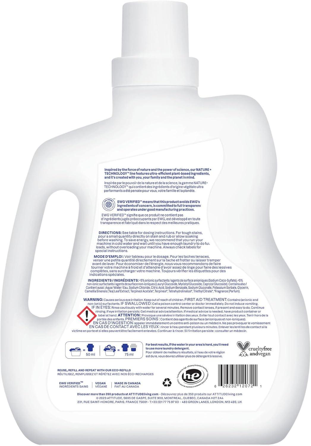 image:imageATTITUDE Liquid Laundry Detergent EWG Verified HE Compatible PlantBased amp Vegan Natural Laundry Soap Citrus Zest Scent 608 Fl Oz608 Fl Oz Pack of 1