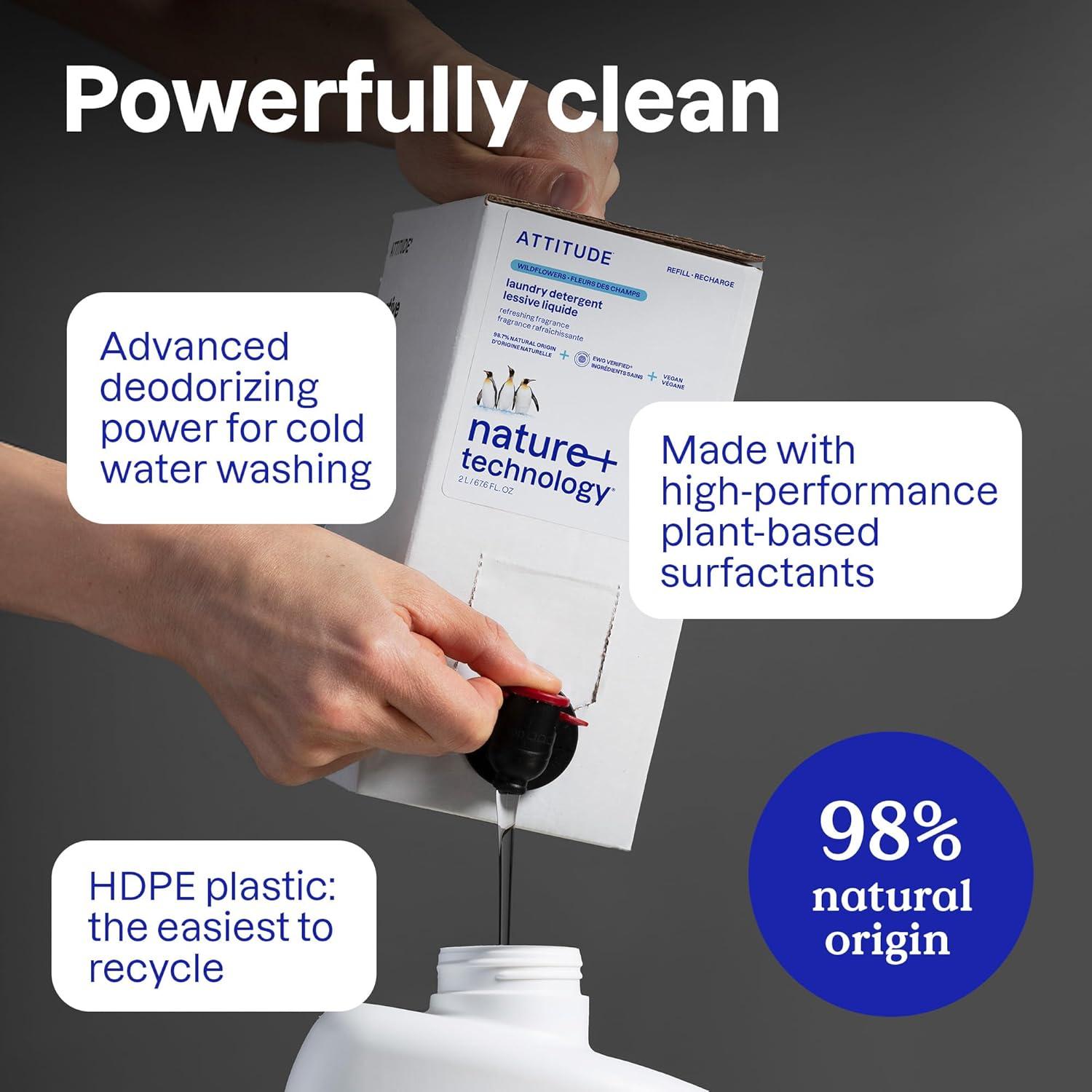 image:imageATTITUDE Liquid Laundry Detergent EWG Verified HE Compatible PlantBased amp Vegan Natural Laundry Soap Wildflowers Scent 36 Loads 608 Fl Oz608 Fl Oz Pack of 1