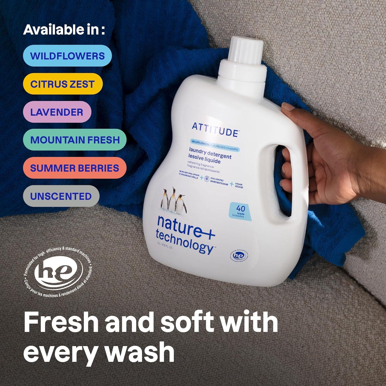 image:imageATTITUDE Liquid Laundry Detergent EWG Verified HE Compatible PlantBased amp Vegan Natural Laundry Soap Wildflowers Scent 40 Loads 676 Fl OzCitrus Zest