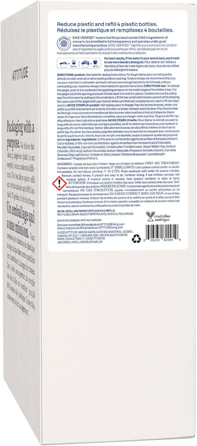 image:imageATTITUDE Liquid Laundry Detergent EWG Verified HE Compatible PlantBased amp Vegan Natural Laundry Soap Wildflowers Scent 40 Loads 676 Fl OzMountain Fresh
