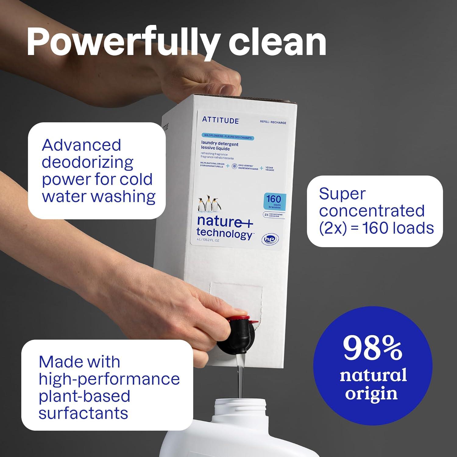 image:imageATTITUDE Liquid Laundry Detergent EWG Verified HE Compatible PlantBased amp Vegan Natural Laundry Soap Wildflowers Scent 40 Loads 676 Fl OzUnscented