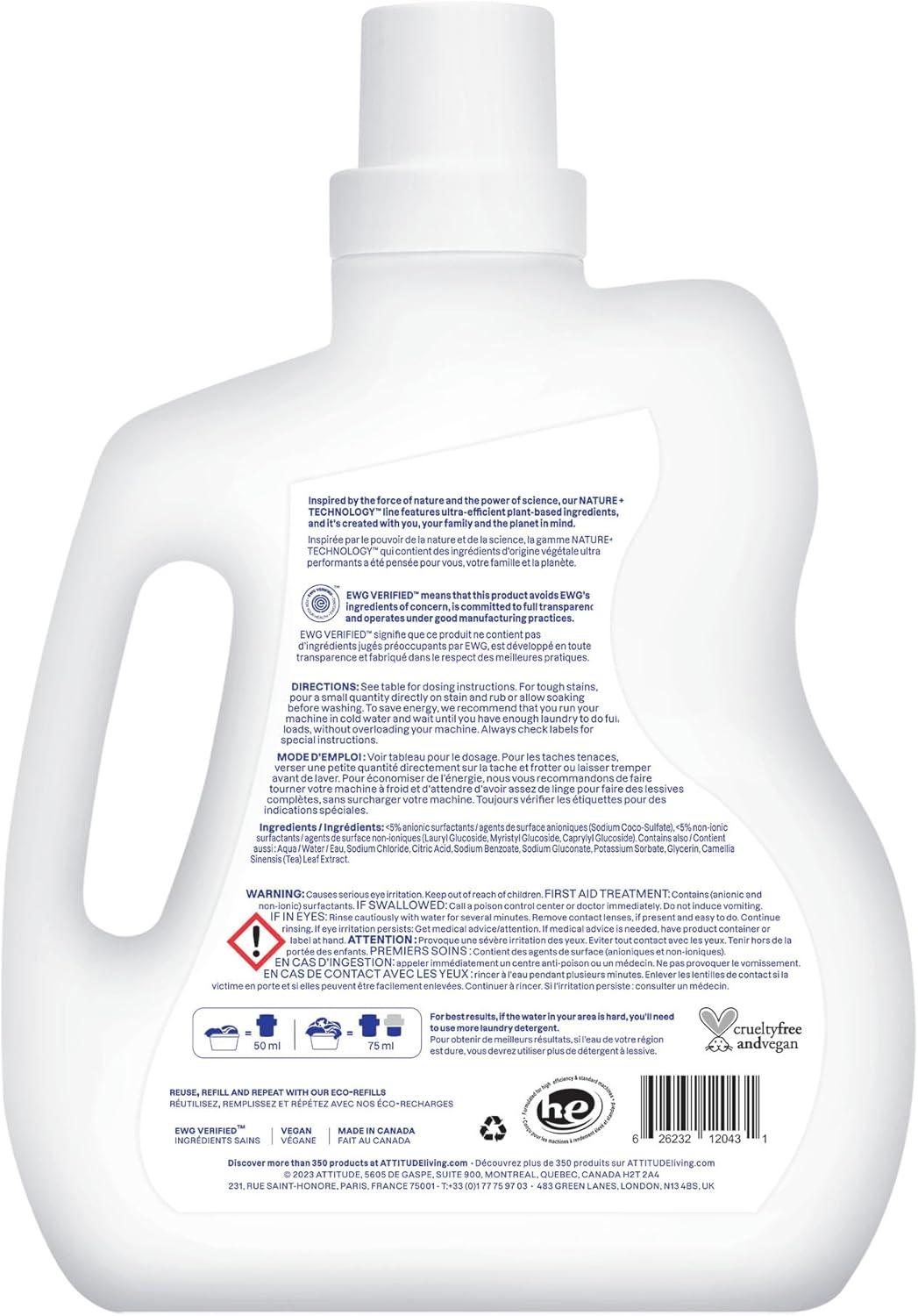 image:imageATTITUDE Liquid Laundry Detergent EWG Verified HE Compatible PlantBased amp Vegan Natural Laundry Soap Wildflowers Scent 40 Loads 676 Fl OzUnscented