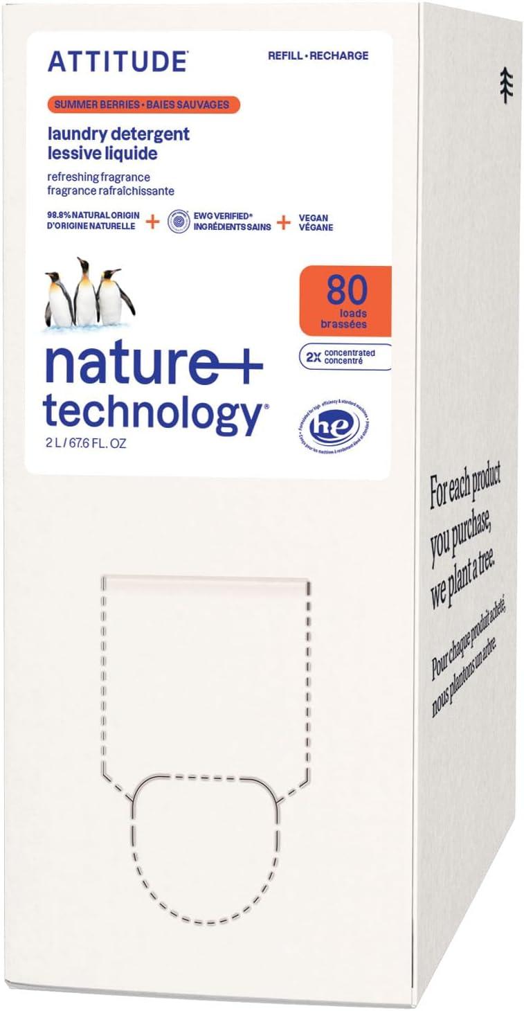 image:imageATTITUDE Liquid Laundry Detergent Refill EWG Verified HE Compatible PlantBased amp Vegan Natural Laundry Soap Pink Grapefruit Scent 80 Loads 676 Fl OzSummer Berries
