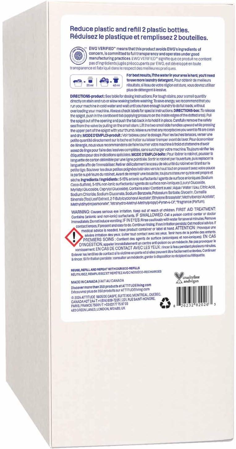 image:imageATTITUDE Liquid Laundry Detergent Refill EWG Verified HE Compatible PlantBased amp Vegan Natural Laundry Soap Pink Grapefruit Scent 80 Loads 676 Fl OzPink Grapefruit