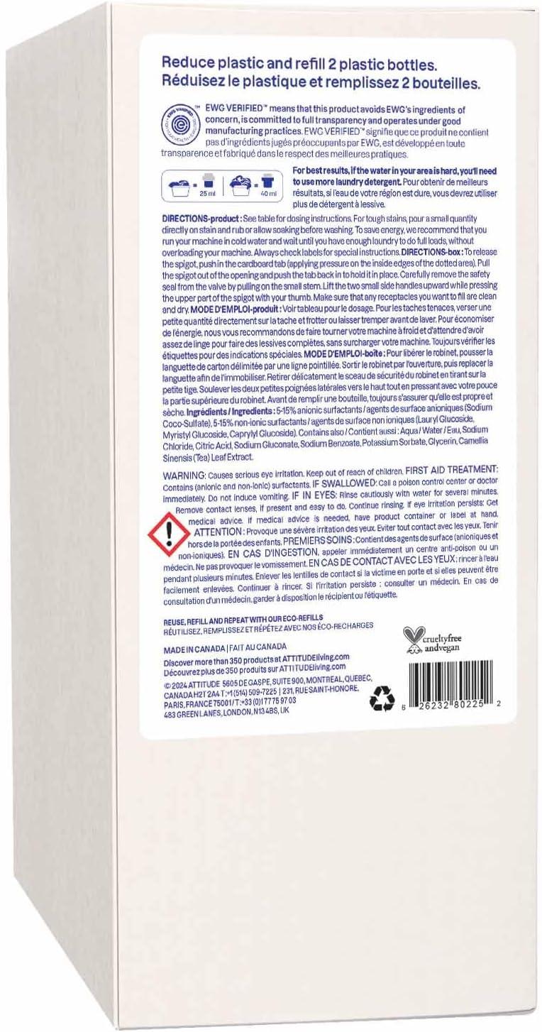 image:imageATTITUDE Liquid Laundry Detergent Refill EWG Verified HE Compatible PlantBased amp Vegan Natural Laundry Soap Pink Grapefruit Scent 80 Loads 676 Fl OzUnscented
