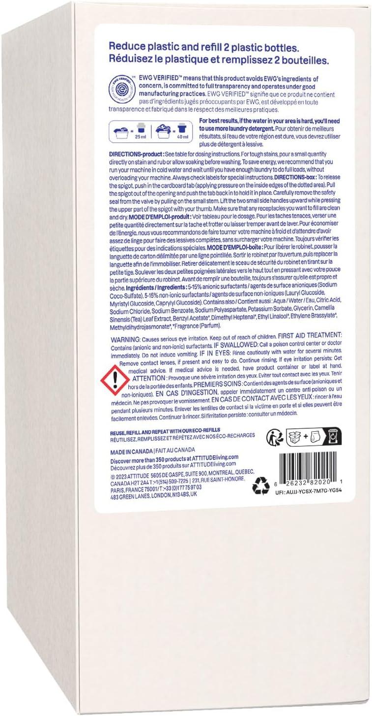 image:imageATTITUDE Liquid Laundry Detergent Refill EWG Verified HE Compatible PlantBased amp Vegan Natural Laundry Soap Pink Grapefruit Scent 80 Loads 676 Fl OzWildflower