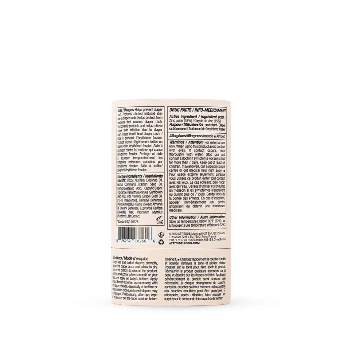image:imageATTITUDE PlasticFree Diaper Cream Bar with Zinc for Baby EWG Verified Dermatologically Tested Vegan Unscented 1 Ounce
