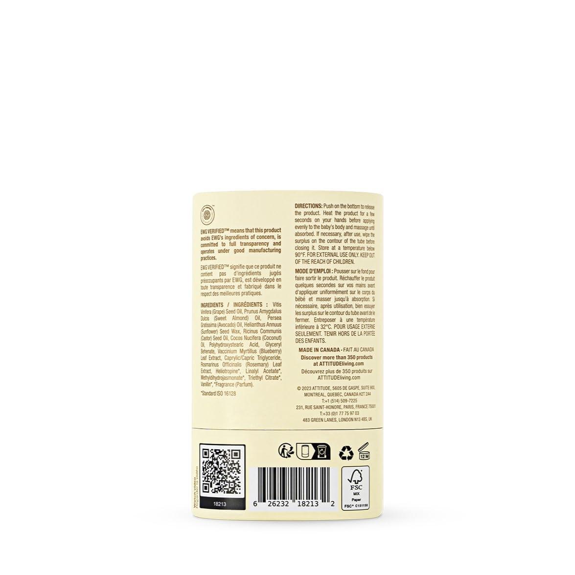 image:imageATTITUDE PlasticFree Massage Oil Bar for Baby EWG Verified Dermatologically Tested Made with Naturally Derived Ingredients Vegan Sweet Almond 1 Ounce