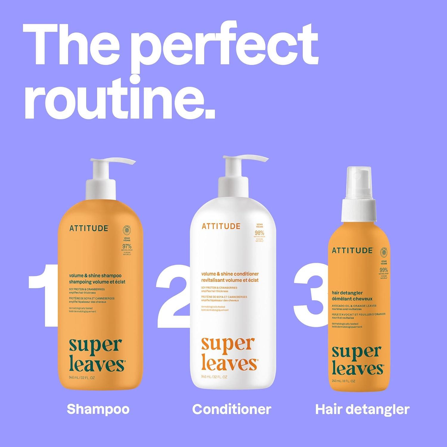 image:imageATTITUDE Volume and Shine Hair Shampoo EWG Verified For Thin Hair Naturally Derived Ingredients Vegan and Plant Based Soy Protein And Cranberries 32 Fl Oz