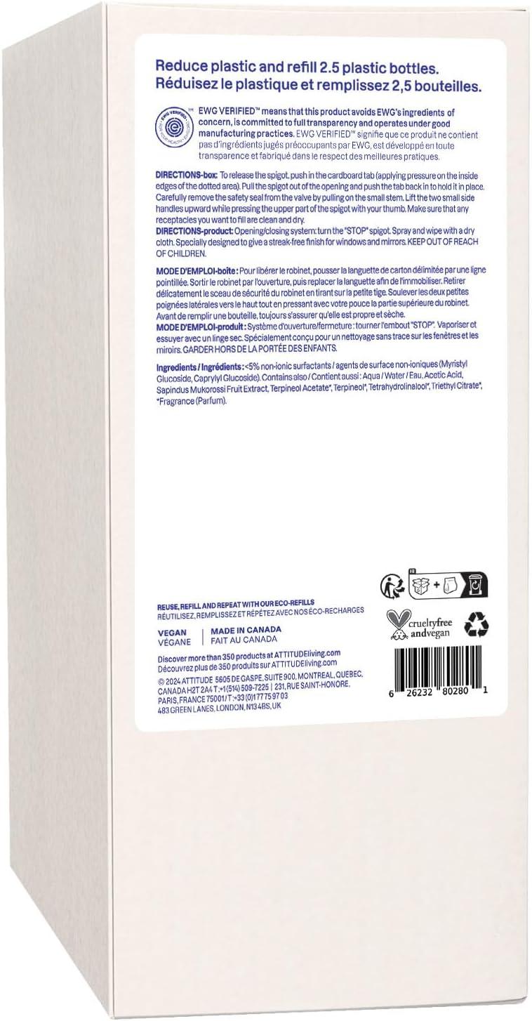 image:imageATTITUDE Window and Mirror Cleaner EWG Verified Plant and MineralBased Ingredients Vegan and Crueltyfree Household Products Citrus Zest 271 Fl Oz676 Fl Oz Pack of 1