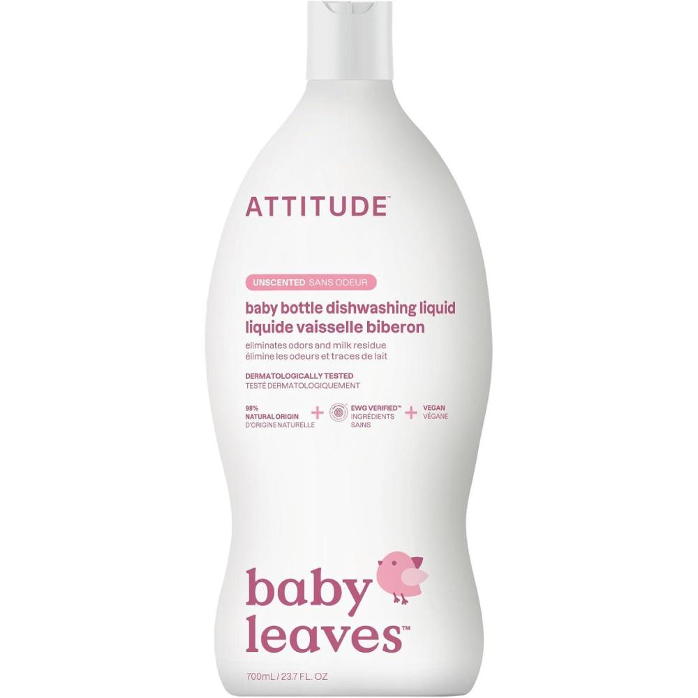image:imageATTITUDE Baby Bottle amp Dish Soap EWG Verified Bottle Cleaner Fragrance Free amp Dye Free Removes Milk Residue amp Grease Vegan Unscented 338 Fl OzUnscented