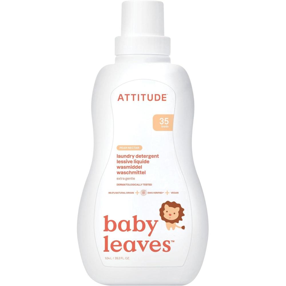 image:imageATTITUDE Baby Laundry Detergent EWG Verified Plant and MineralBased Formula HE Compatible Vegan Household Products Pear Nectar 35 Loads 355 Fl OzPear Nectar