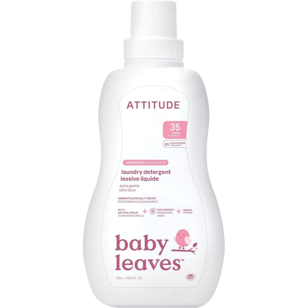 image:imageATTITUDE Baby Laundry Detergent EWG Verified Plant and MineralBased Formula HE Compatible Vegan Household Products Pear Nectar 35 Loads 355 Fl OzUnscented