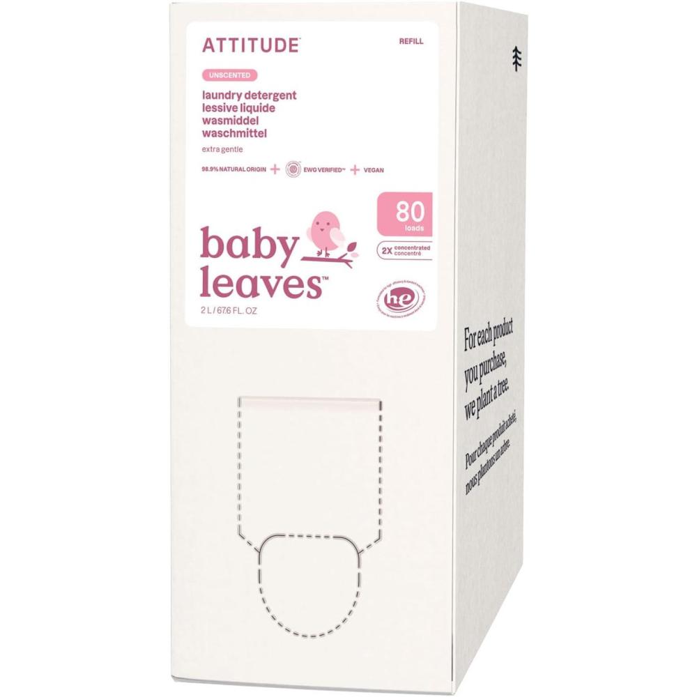 image:imageATTITUDE Baby Laundry Detergent Refill EWG Verified PlantBased Liquid Unscented Baby Clothes Wash HE Compatible 80 Loads 676 Fl Oz