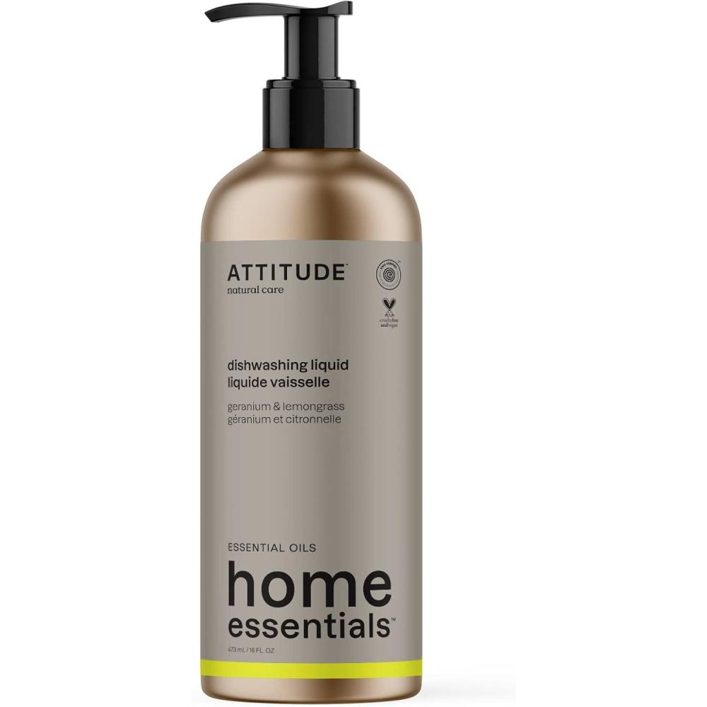 image:imageATTITUDE Dish Soap EWG Verified Plant and MineralBased Ingredients Vegan and Crueltyfree Household Products Geranium and Lemongrass 16 Fl Oz