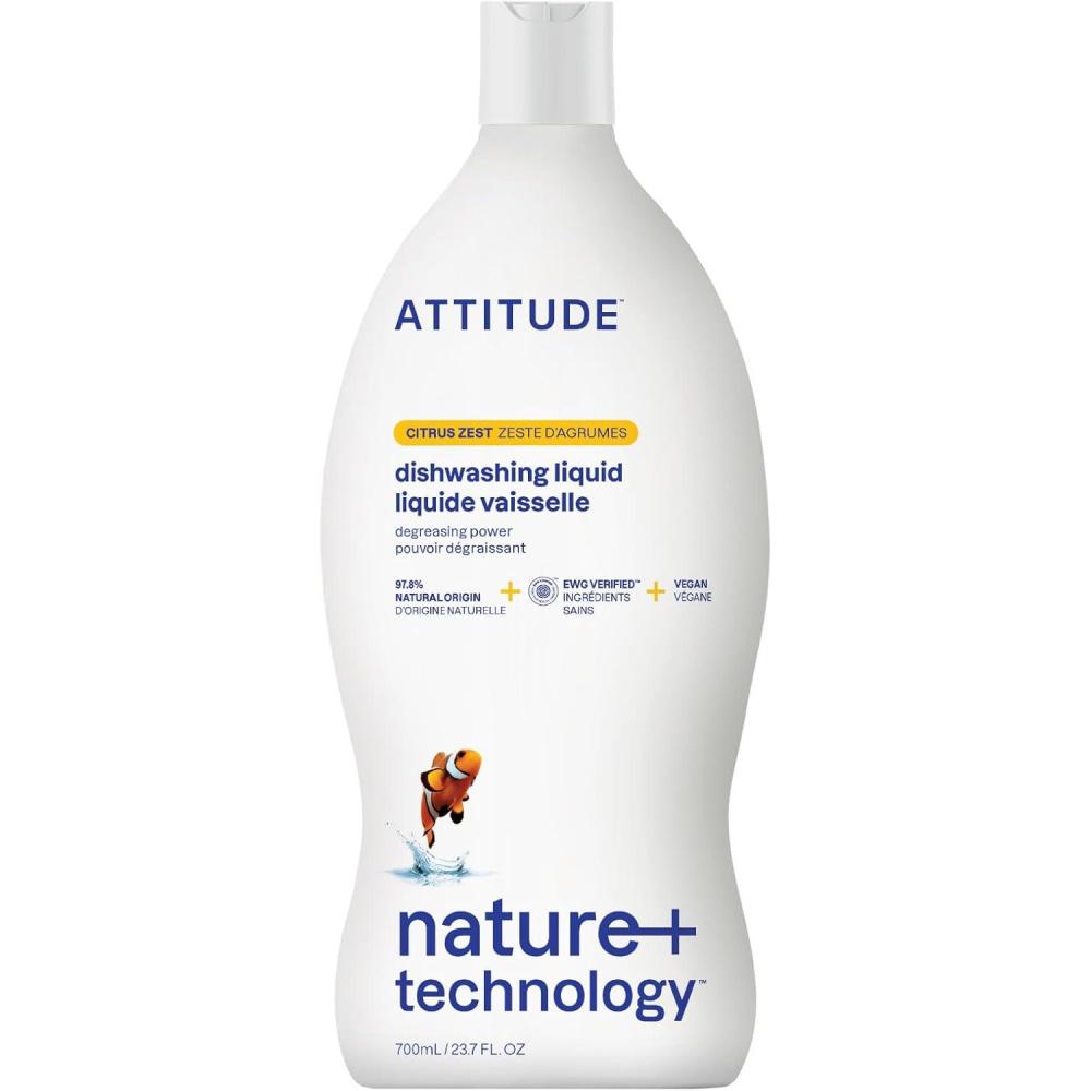 image:imageATTITUDE Dish Soap EWG Verified PlantBased amp Vegan Dishwashing Liquid Naturally Derived Olive and Coriander Scent 237 Fl OzCitrus Zest