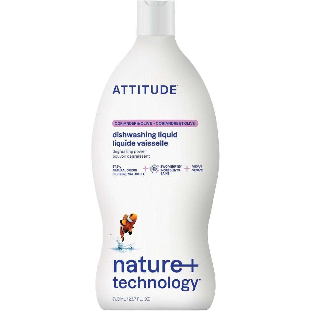 image:imageATTITUDE Dish Soap EWG Verified PlantBased amp Vegan Dishwashing Liquid Naturally Derived Olive and Coriander Scent 237 Fl OzCoriander  Olive