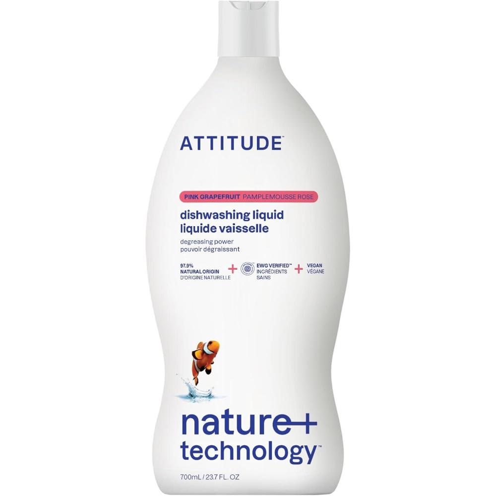 image:imageATTITUDE Dish Soap EWG Verified PlantBased amp Vegan Dishwashing Liquid Naturally Derived Olive and Coriander Scent 237 Fl OzGrapefruit
