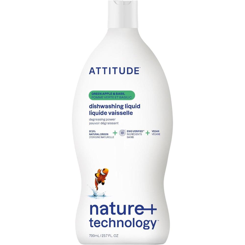 image:imageATTITUDE Dish Soap EWG Verified PlantBased amp Vegan Dishwashing Liquid Naturally Derived Olive and Coriander Scent 237 Fl OzGreen Apple Basil