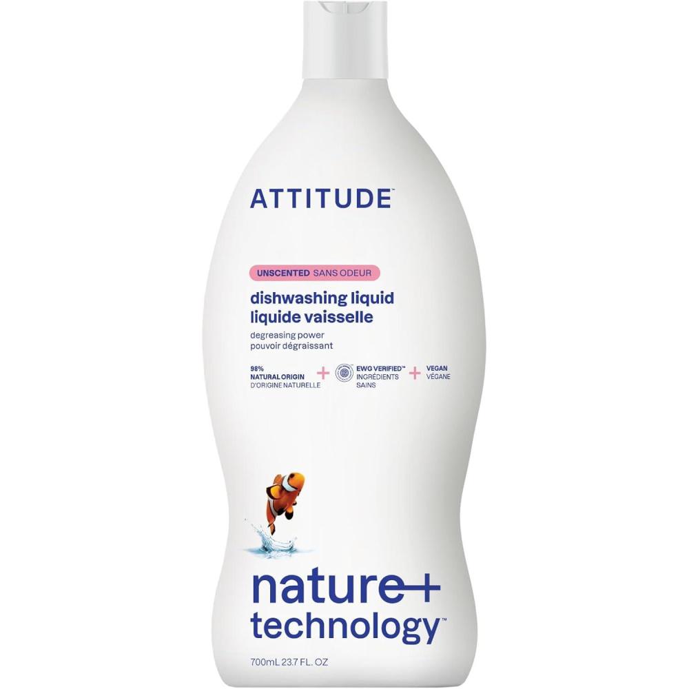 image:imageATTITUDE Dish Soap EWG Verified PlantBased amp Vegan Dishwashing Liquid Naturally Derived Unscented 237 Fl Oz