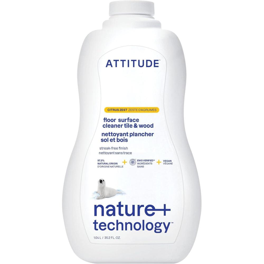 image:imageATTITUDE Floor Cleaner EWG Verified StreakFree Vegan amp PlantBased for Tile Wood amp Laminate Floors Citrus Zest Scent 352 Fl OzCitrus Zest