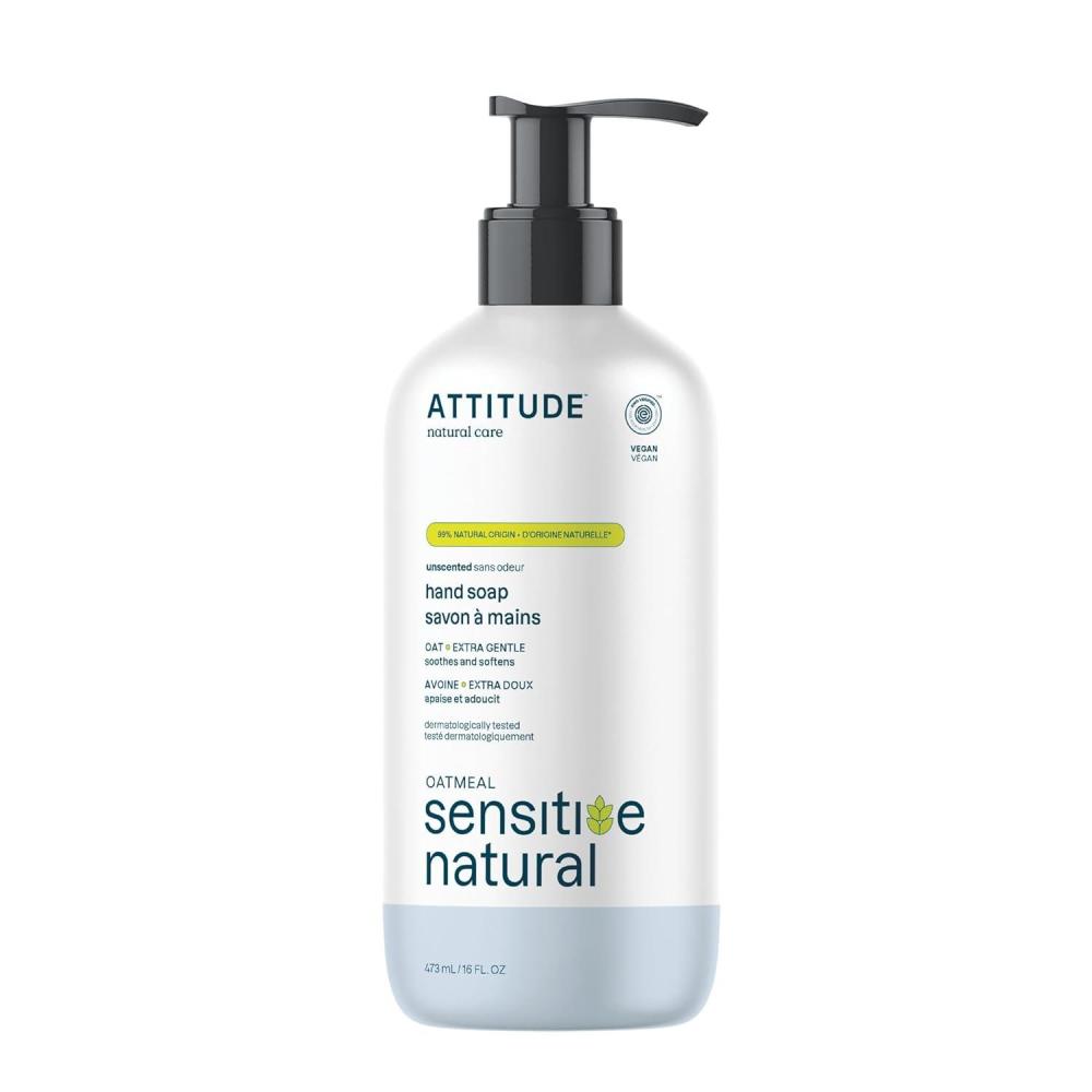 image:imageATTITUDE Hand Soap for Sensitive Skin Enriched with Oat EWG Verified Dermatologically Tested Vegan Extra Gentle Unscented 16 Fl OzUnscented
