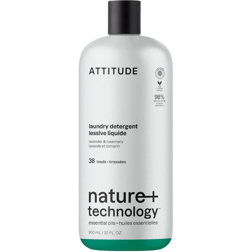 image:imageATTITUDE Laundry Detergent with Essential Oils EWG Verified Vegan Plant and MineralBased Ingredients HE Bulk Refill 80 Loads Geranium and Lemongrass 676 Fl OzLavender  Rosemary
