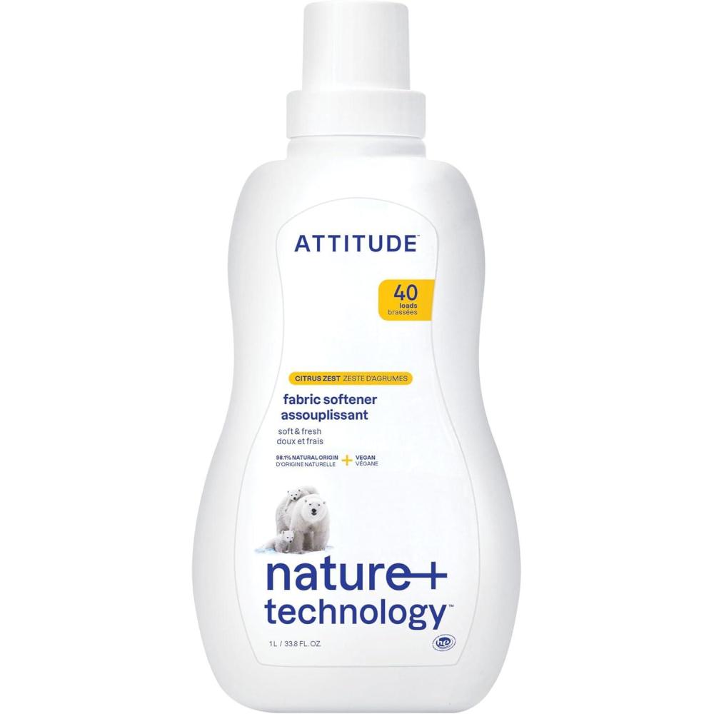 image:imageATTITUDE Liquid Fabric Softener PlantBased amp Vegan HE Compatible Naturally Derived Citrus Zest Scent 40 Loads 338 Fl OzCitrus Zest