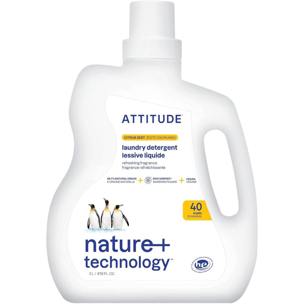 image:imageATTITUDE Liquid Laundry Detergent EWG Verified HE Compatible PlantBased amp Vegan Natural Laundry Soap Wildflowers Scent 40 Loads 676 Fl OzCitrus Zest