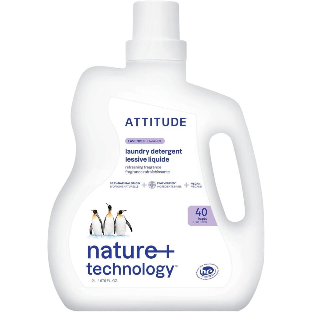 image:imageATTITUDE Liquid Laundry Detergent EWG Verified HE Compatible PlantBased amp Vegan Natural Laundry Soap Wildflowers Scent 40 Loads 676 Fl OzLavender