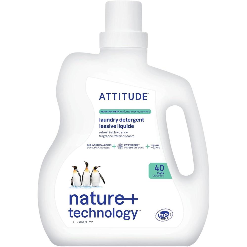 image:imageATTITUDE Liquid Laundry Detergent EWG Verified HE Compatible PlantBased amp Vegan Natural Laundry Soap Wildflowers Scent 40 Loads 676 Fl OzMountain Fresh