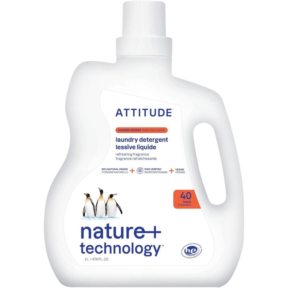 image:imageATTITUDE Liquid Laundry Detergent EWG Verified HE Compatible PlantBased amp Vegan Natural Laundry Soap Wildflowers Scent 40 Loads 676 Fl OzSummer Berries