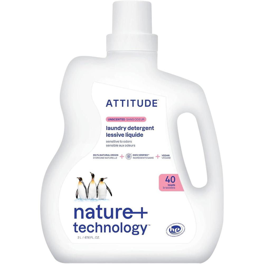 image:imageATTITUDE Liquid Laundry Detergent EWG Verified HE Compatible PlantBased amp Vegan Natural Laundry Soap Wildflowers Scent 40 Loads 676 Fl OzUnscented