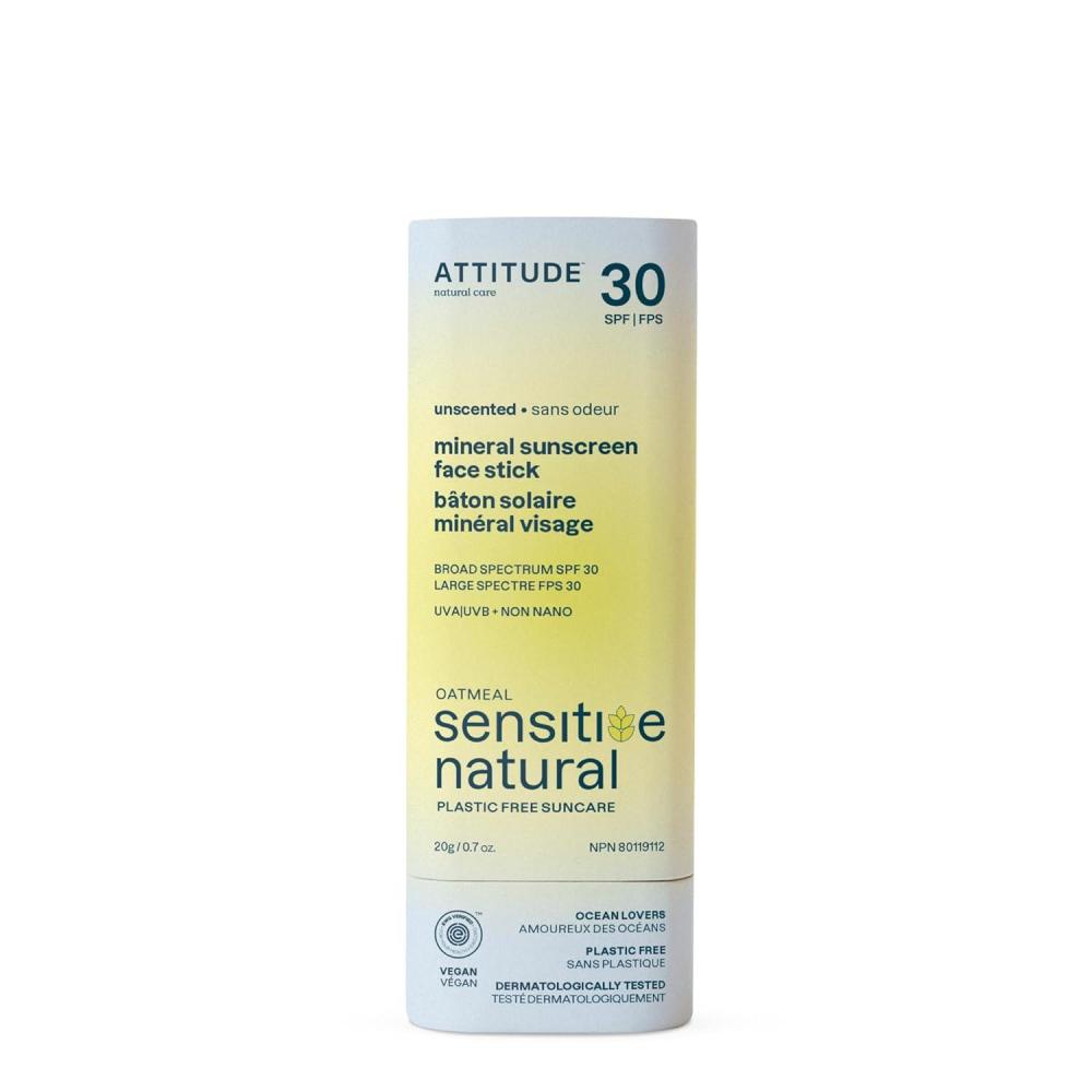 image:imageATTITUDE Mineral Sunscreen Face Stick for Sensitive Skin SPF 30 EWG Verified PlasticFree Broad Spectrum UVAUVB Protection with Zinc Oxide Dermatologically Tested Vegan Unscented 07 Ounce07 Ounce Pack of 1