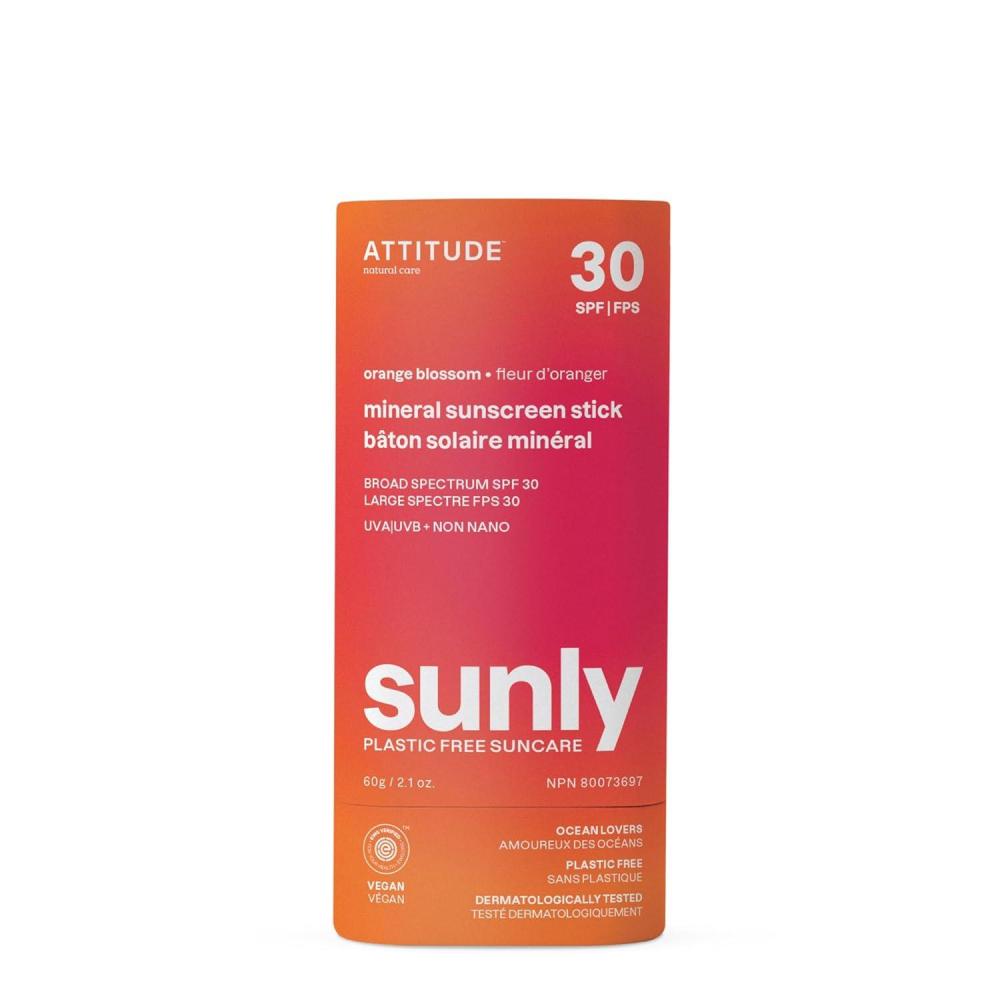 image:imageATTITUDE Mineral Sunscreen Stick with Zinc Oxide SPF 30 EWG Verified PlasticFree Broad Spectrum UVAUVB Protection Dermatologically Tested Vegan Tropical 21 OuncesOrange Blossom