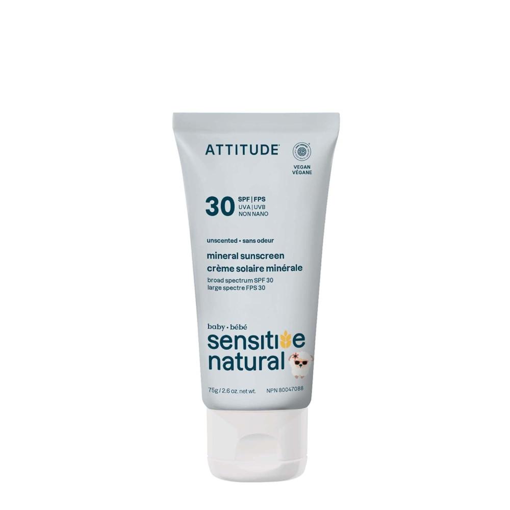 image:imageATTITUDE Mineral Sunscreen for Baby and Kids with Sensitive Skin EWG Verified Broad Spectrum UVAUVB Dermatologically Tested Plant and MineralBased Formula Vegan SPF 30 Unscented 26 Oz