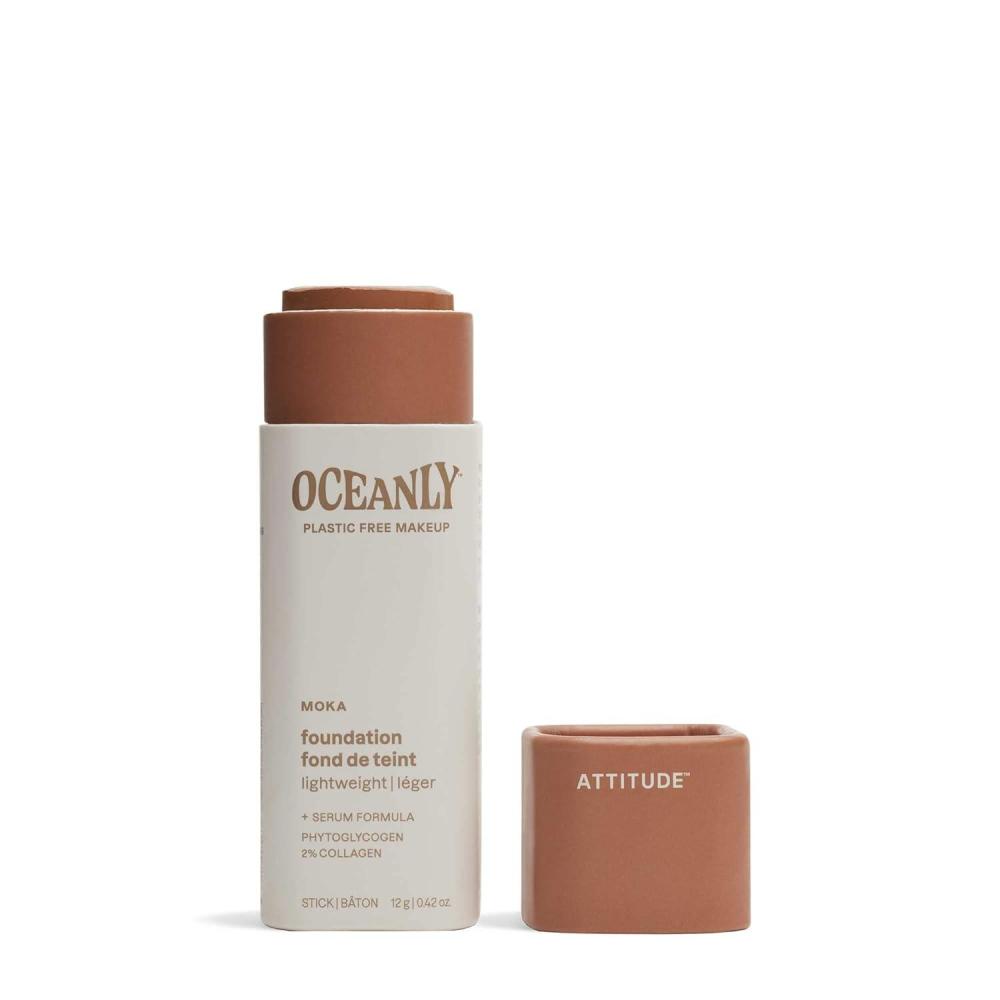 image:imageATTITUDE Oceanly Light Coverage Foundation Stick Titanium DioxideFree EWG Verified PlasticFree Vegan amp Crueltyfree Makeup Caramel 042 OuncesMoka