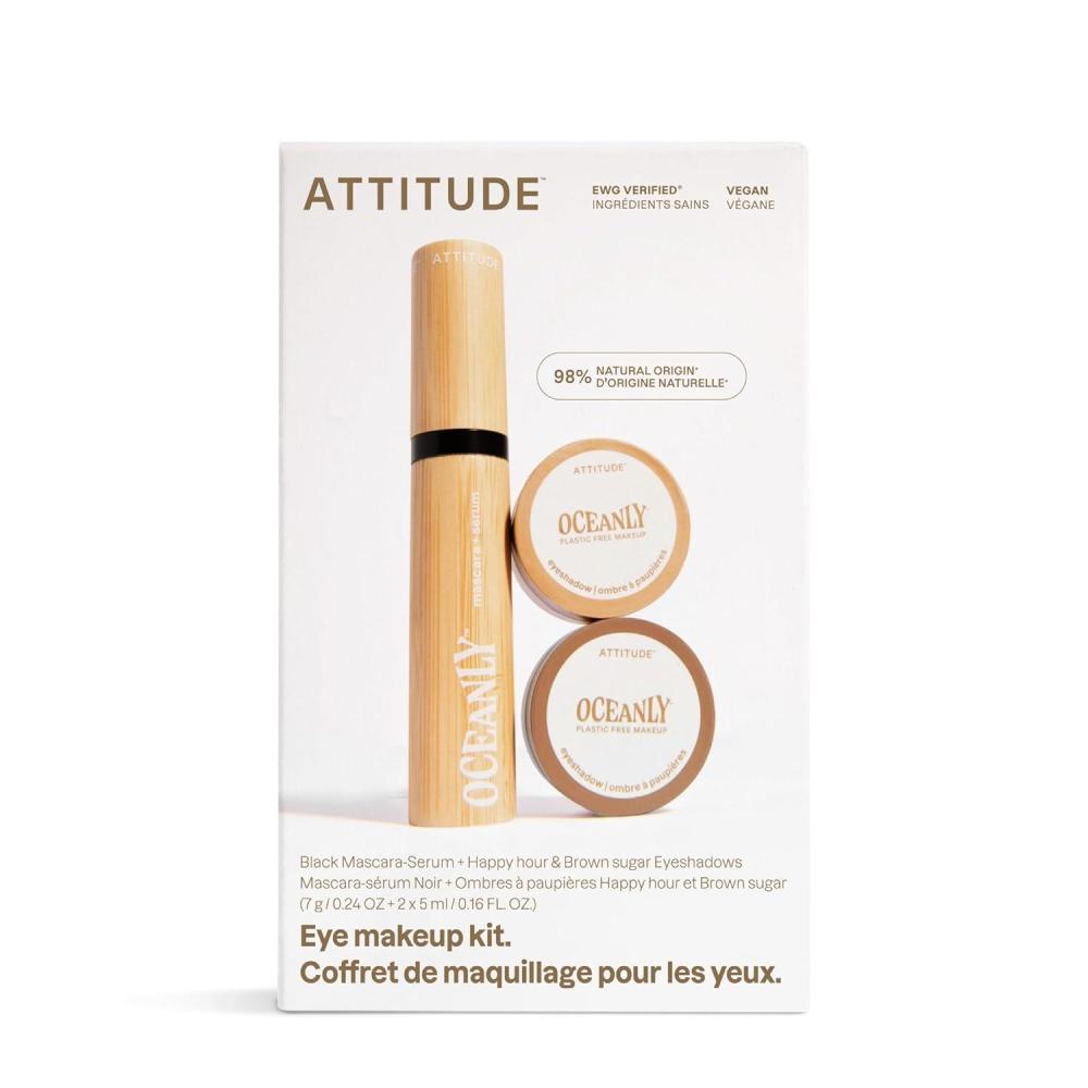 image:imageATTITUDE Oceanly Pink Makeup Set EWG Verified Eyeshadow and Lash Serum Infused Mascara Vegan Beauty Set of 3 ProductsBrown