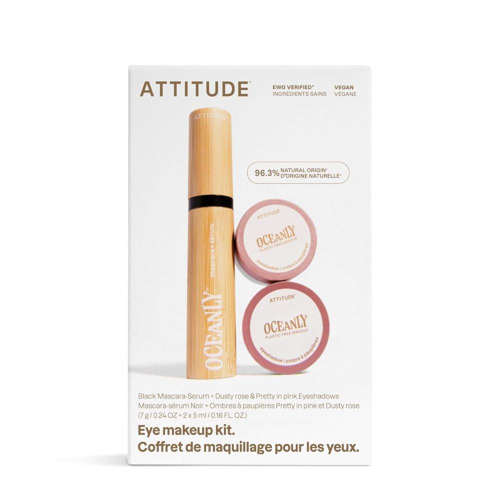 image:imageATTITUDE Oceanly Pink Makeup Set EWG Verified Eyeshadow and Lash Serum Infused Mascara Vegan Beauty Set of 3 ProductsPink