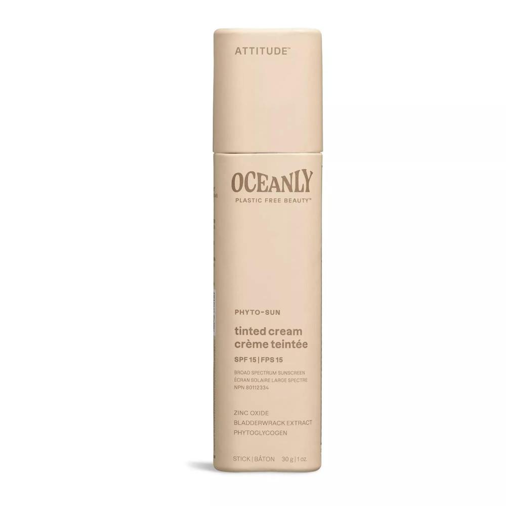 image:imageATTITUDE Oceanly Tinted Face Cream Stick with SPF 15 EWG Verified Plasticfree Plant and MineralBased Ingredients Vegan and Crueltyfree Beauty Suncare Products Unscented 1 Ounce