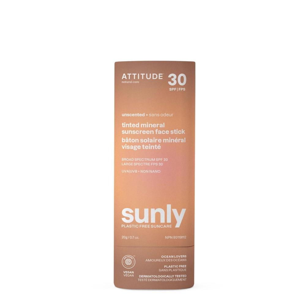 image:imageATTITUDE Tinted Mineral Sunscreen Face Stick with Zinc Oxide SPF 30 EWG Verified PlasticFree Broad Spectrum UVAUVB Protection Dermatologically Tested Vegan Unscented 07 Ounce