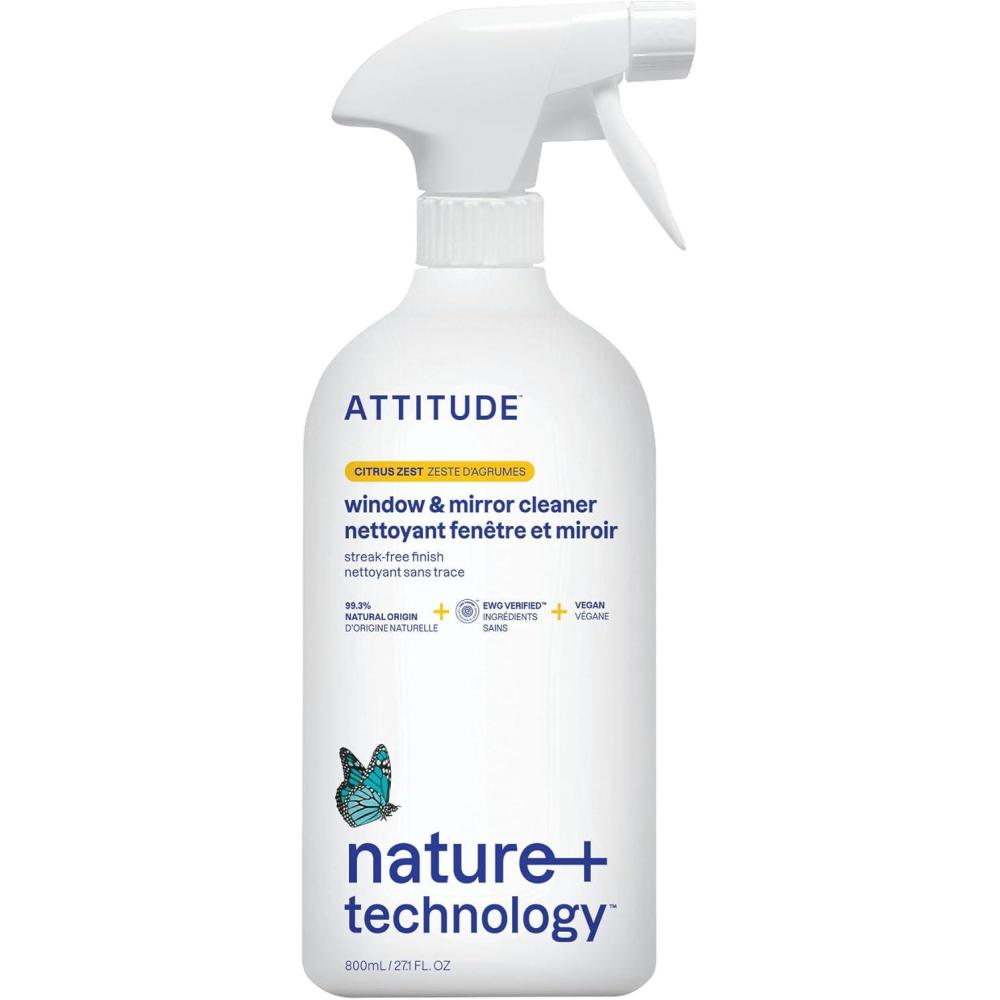 image:imageATTITUDE Window and Mirror Cleaner EWG Verified Plant and MineralBased Ingredients Vegan and Crueltyfree Household Products Citrus Zest 271 Fl Oz271 Fl Oz Pack of 1