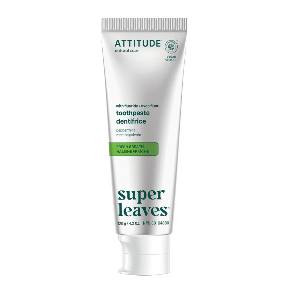 image:imageAttitude Fresh Breath Toothpaste with Fluoride Peppermint Flavor Vegan amp CrueltyFree SugarFree Plant amp MineralBased Ingredients Clean Oral Care 42 Oz